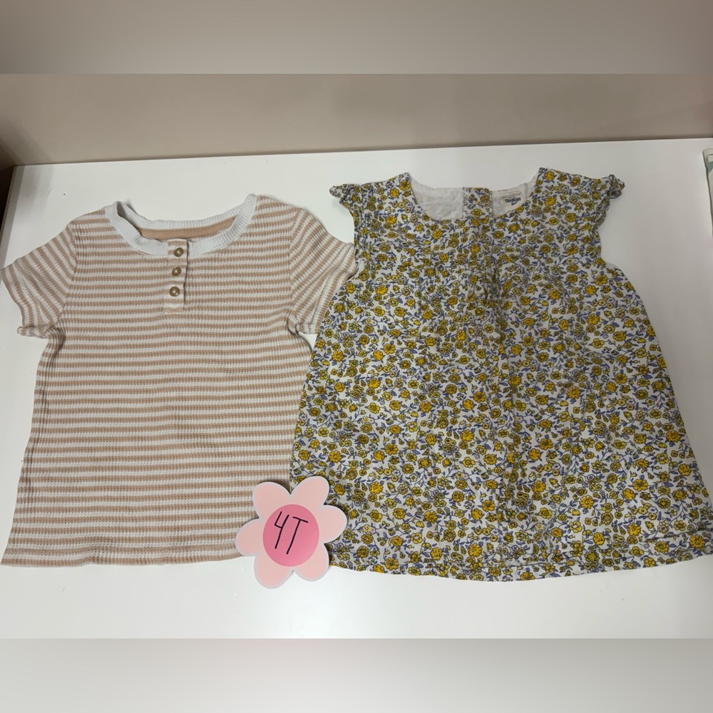 Floral and Striped Kids Tops Set